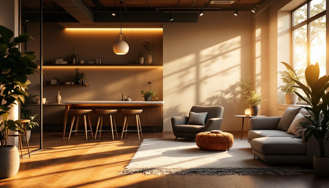 A photograph of a beautifully lit interior space that showcases the interplay of natural and artificial light