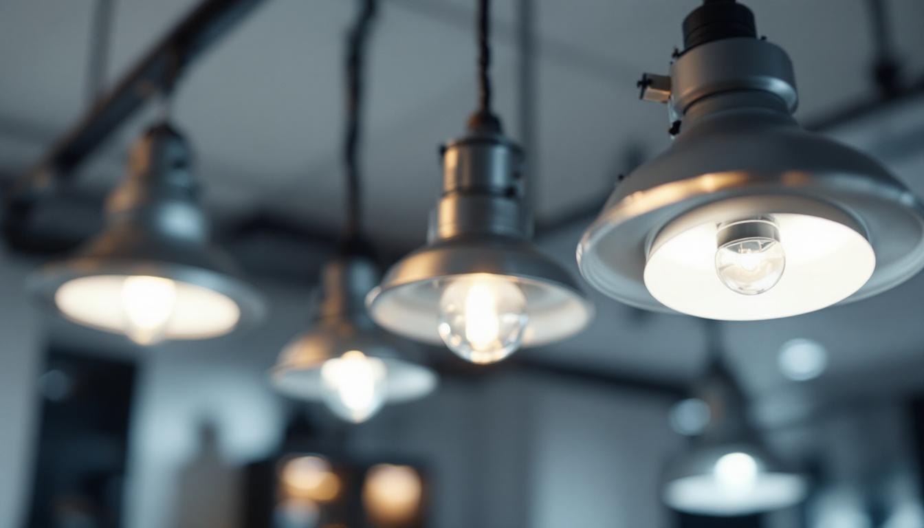 A photograph of a close-up view of various light mounting brackets in use