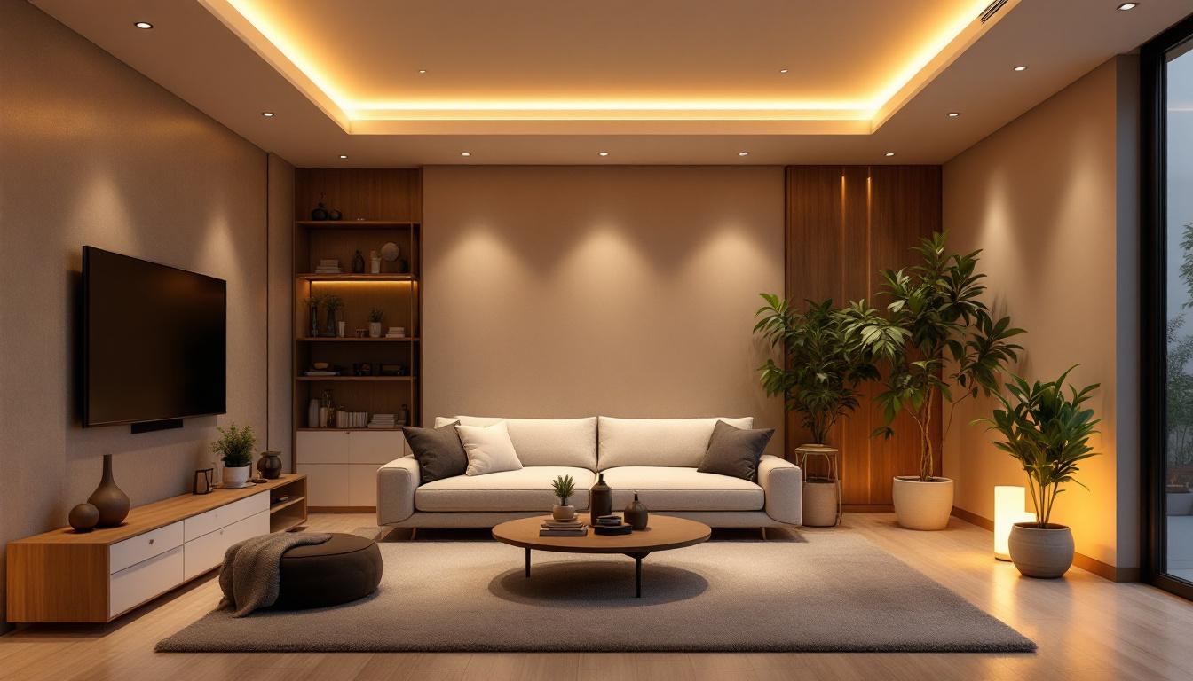 A photograph of a beautifully designed room showcasing various led recessed lighting kits in action