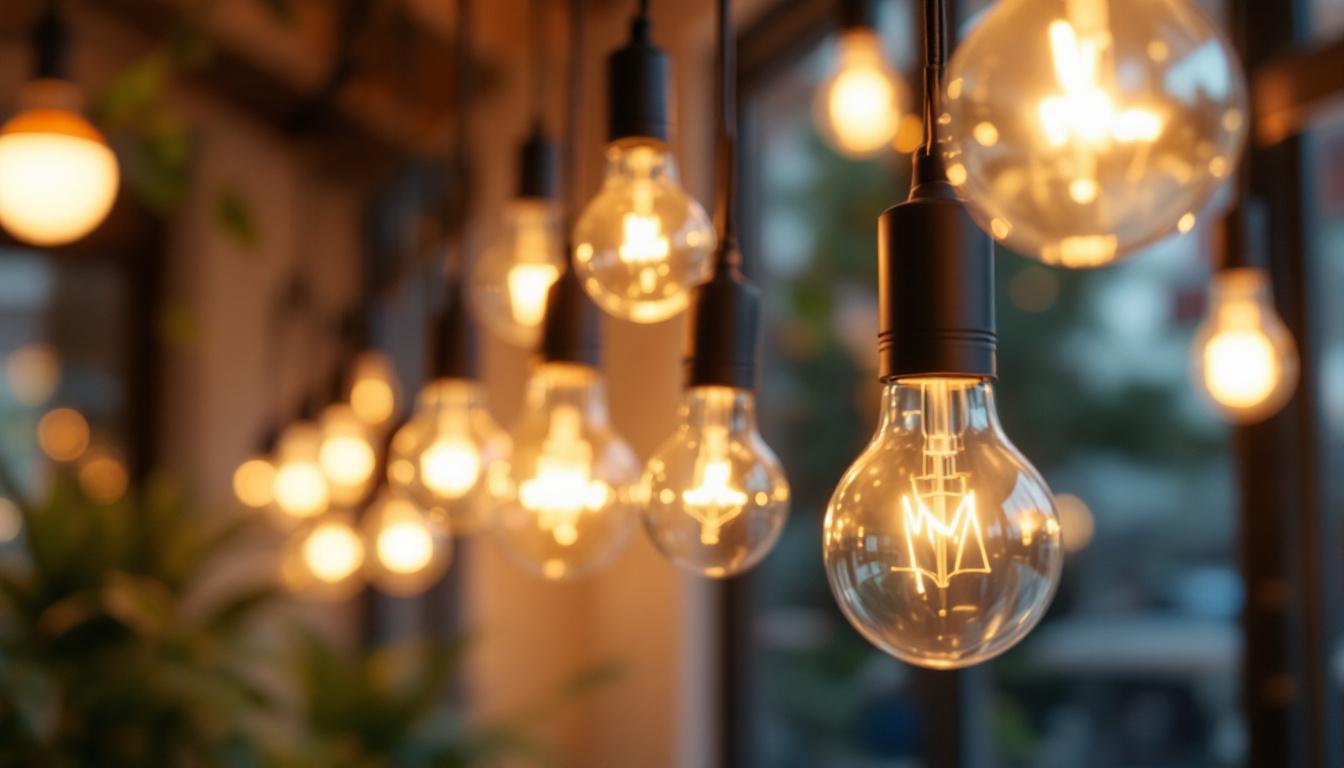 A photograph of a well-lit indoor or outdoor space showcasing various led 8' bulbs in use