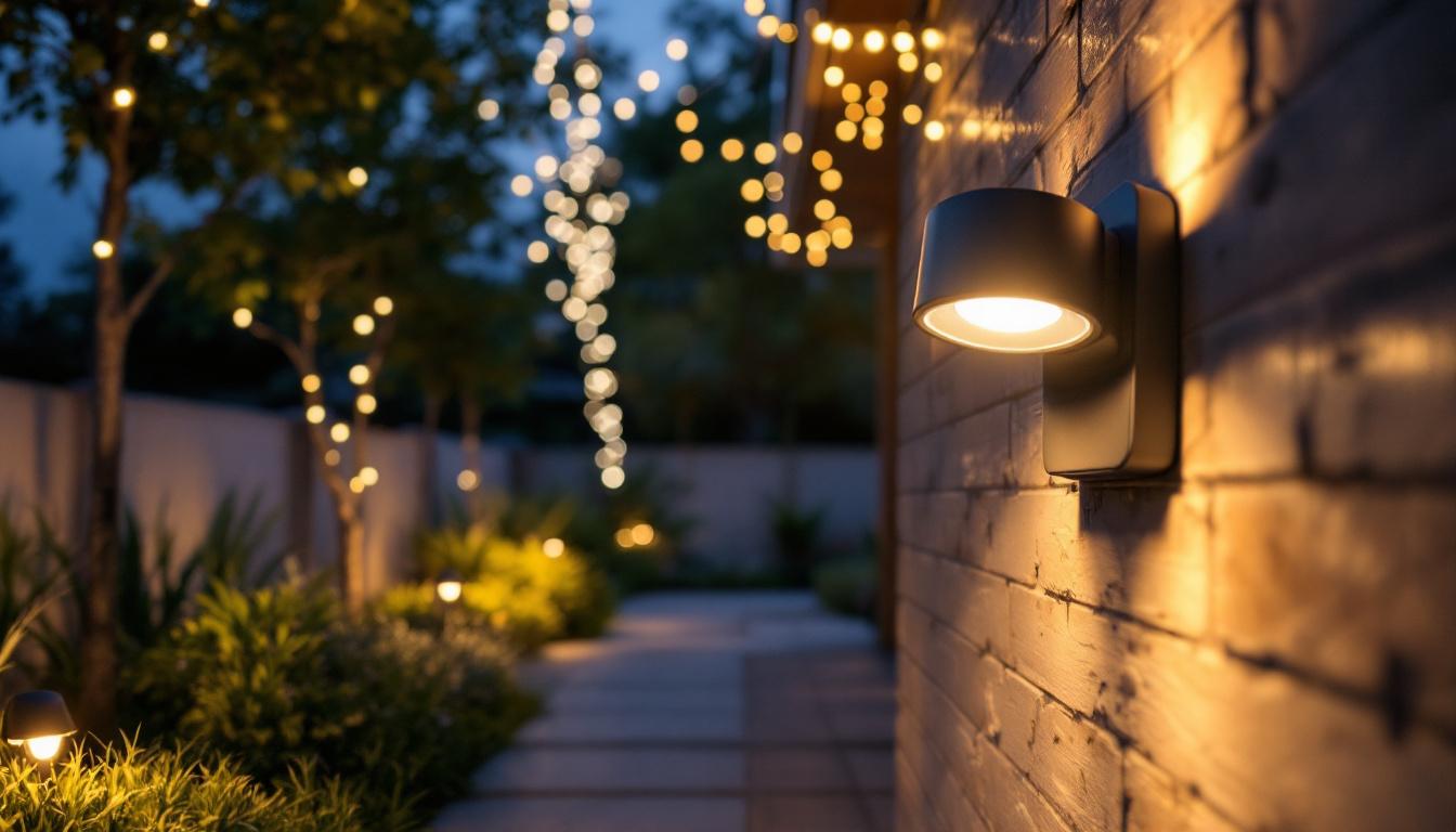 A photograph of a beautifully lit outdoor space showcasing rab motion sensor lights in action