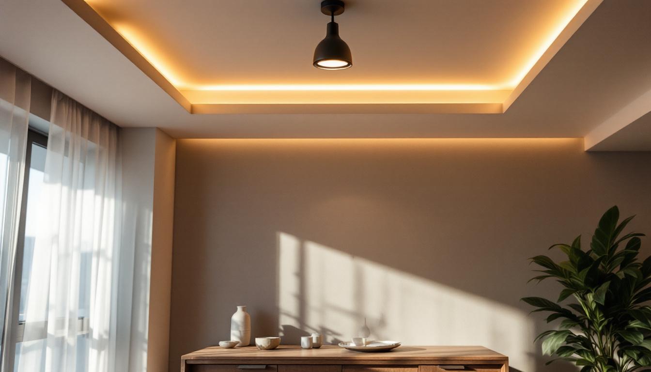 A photograph of a well-designed valance lighting fixture installed in a modern interior setting