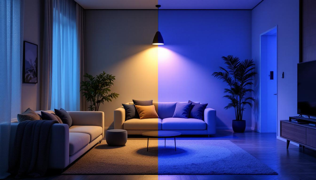A photograph of a well-lit interior space showcasing a side-by-side comparison of a traditional mr16 bulb and an led equivalent