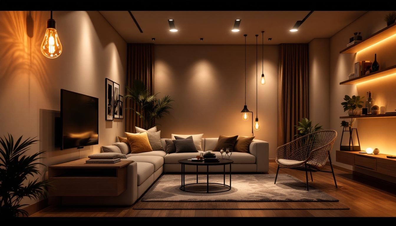 A photograph of a beautifully designed room featuring recessed lighting