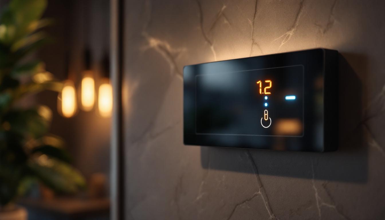 A photograph of a modern humidity sensing switch installed in an elegant lighting system