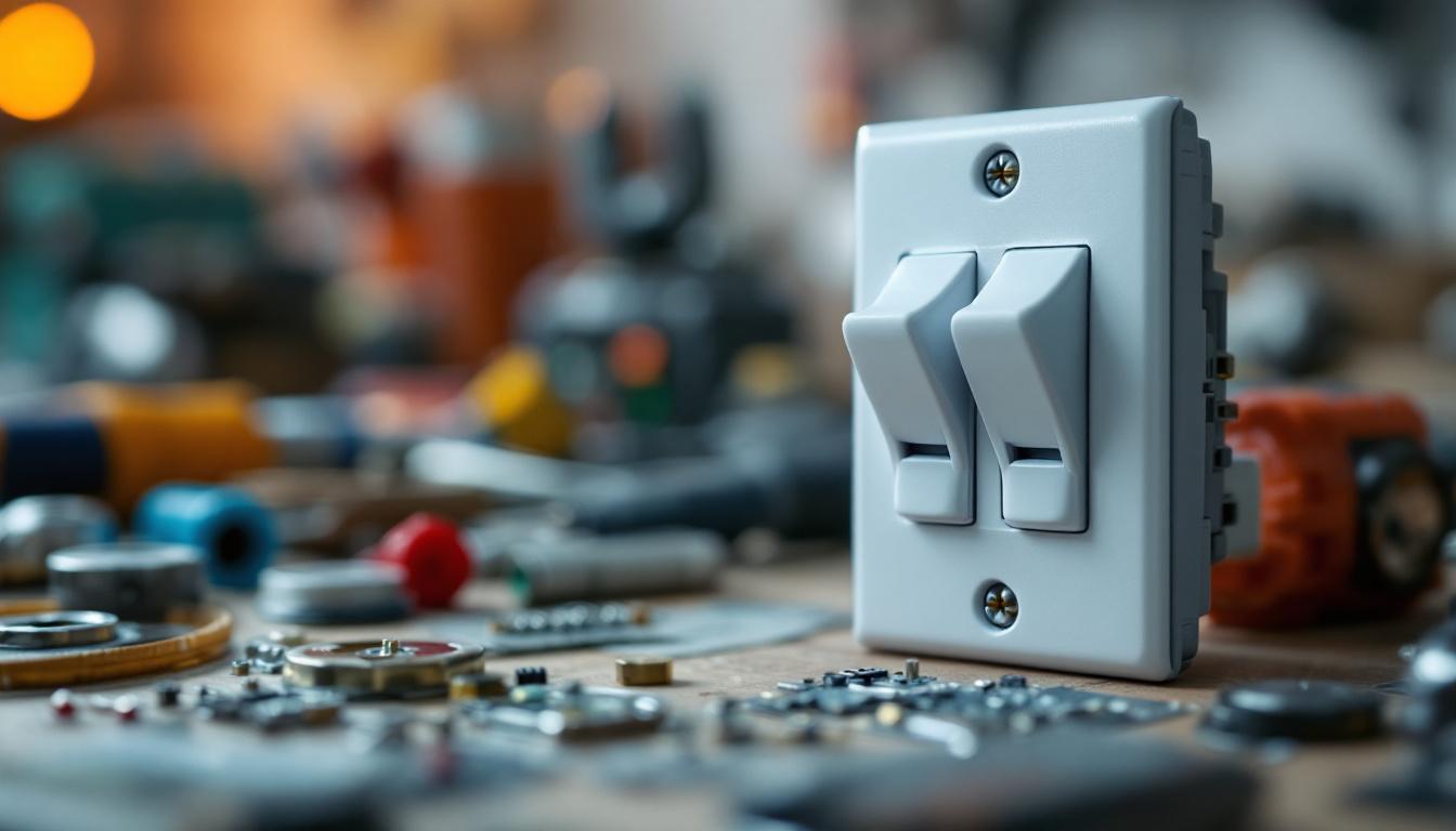A photograph of a close-up view of a 4-way toggle switch in an electrical engineering setting
