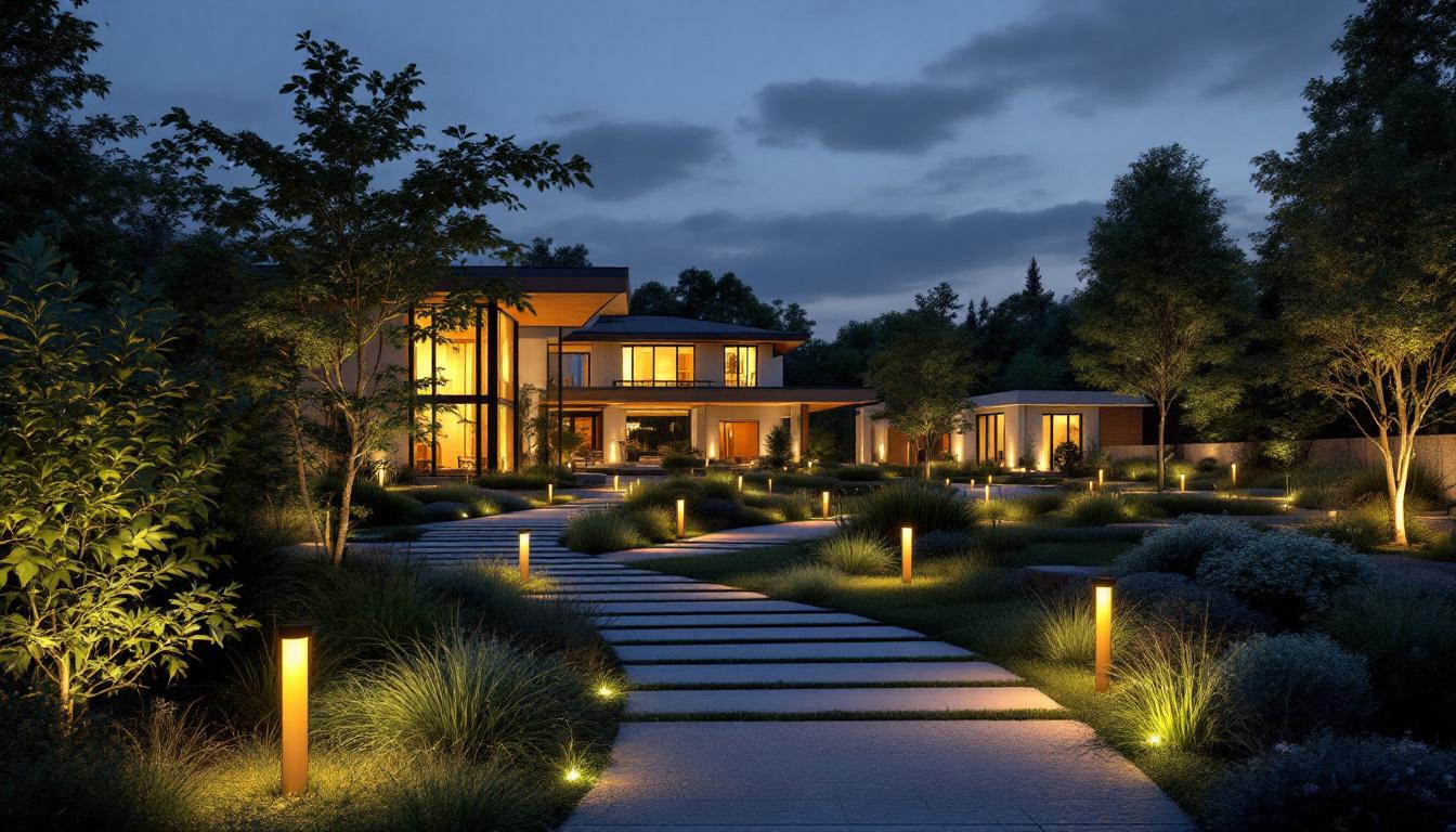 A photograph of a beautifully illuminated landscape at dusk
