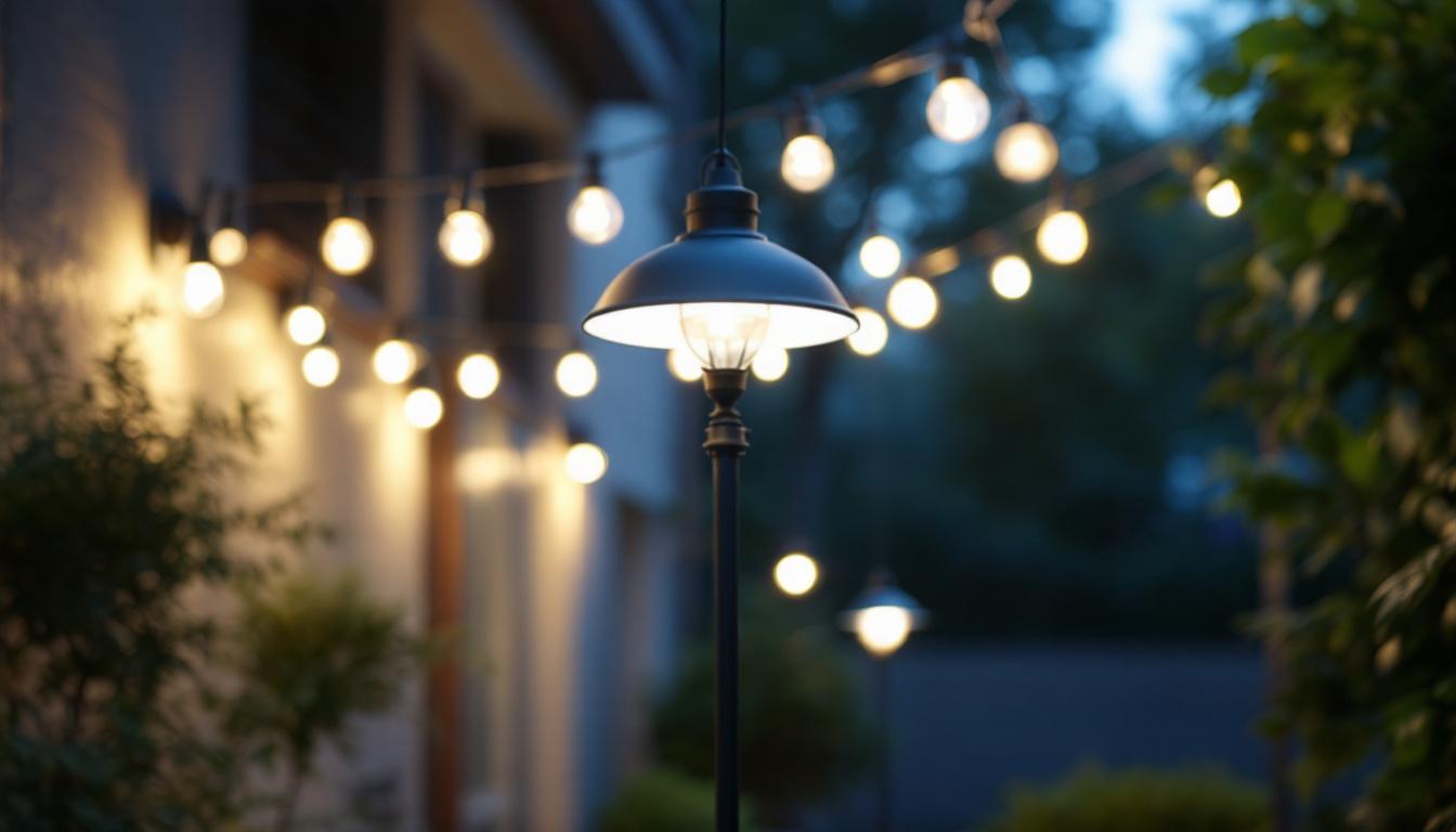A photograph of a beautifully illuminated outdoor space featuring various led light fixtures in use