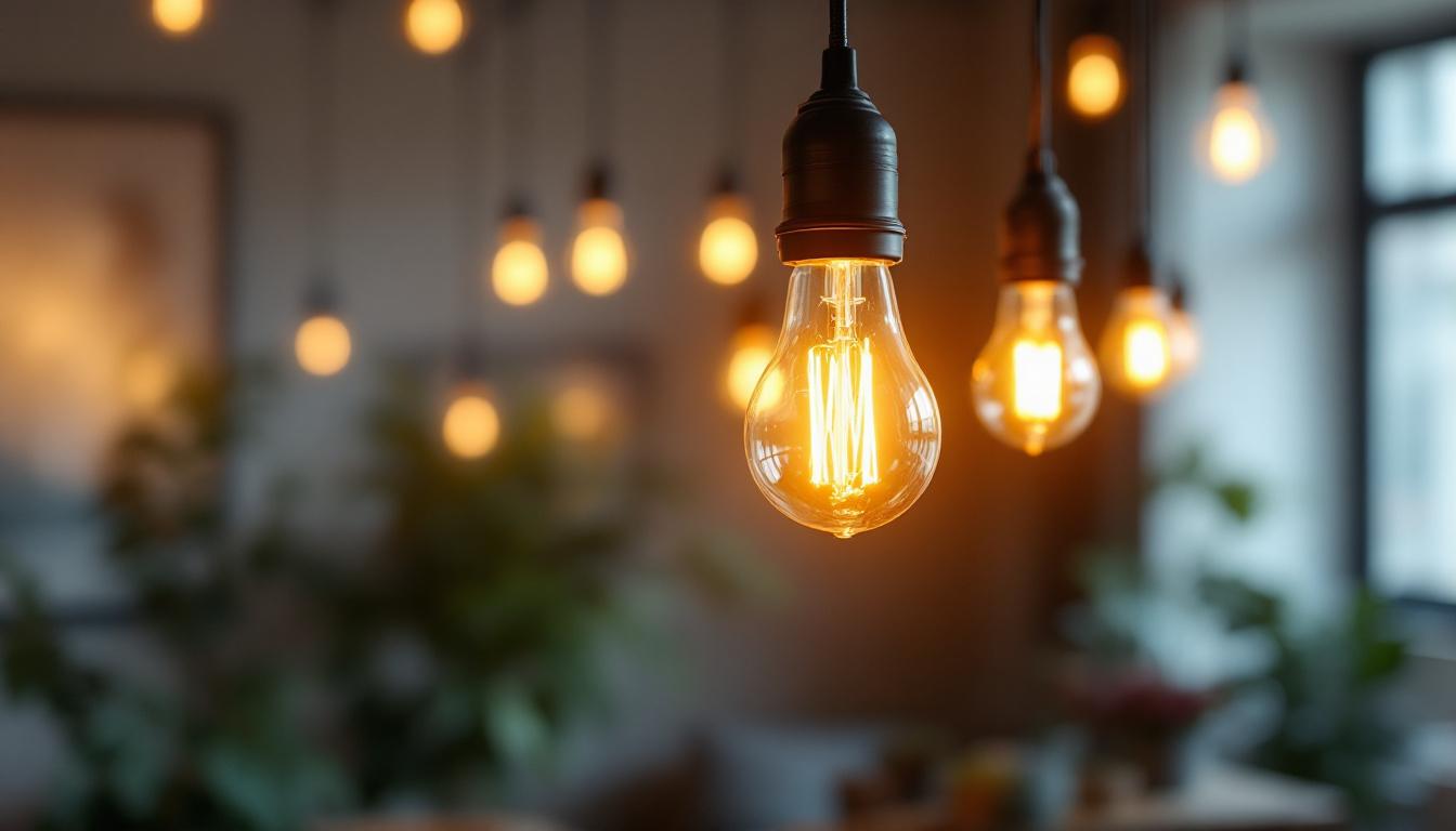 A photograph of a beautifully designed interior space featuring canned light bulbs