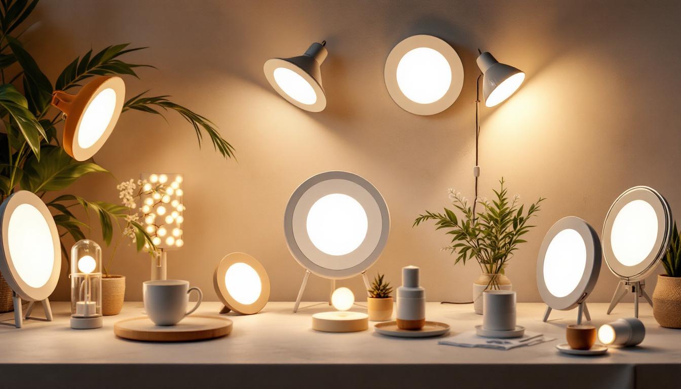 A photograph of a beautifully arranged display of various 3-inch led lights in different settings