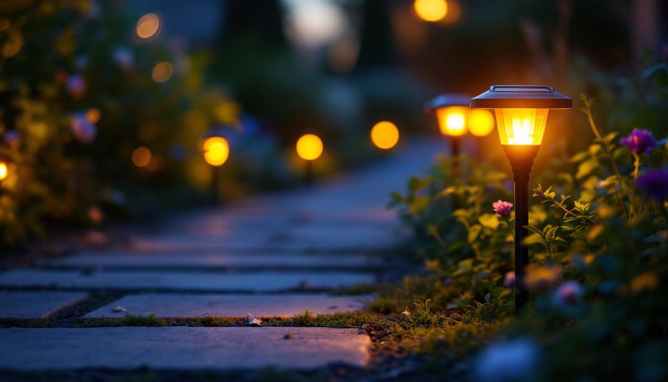 A photograph of a serene outdoor scene at dusk