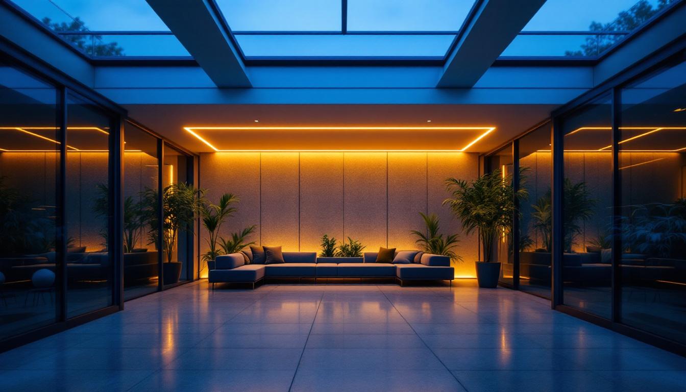 A photograph of a modern indoor space illuminated by innovative under roof lighting solutions