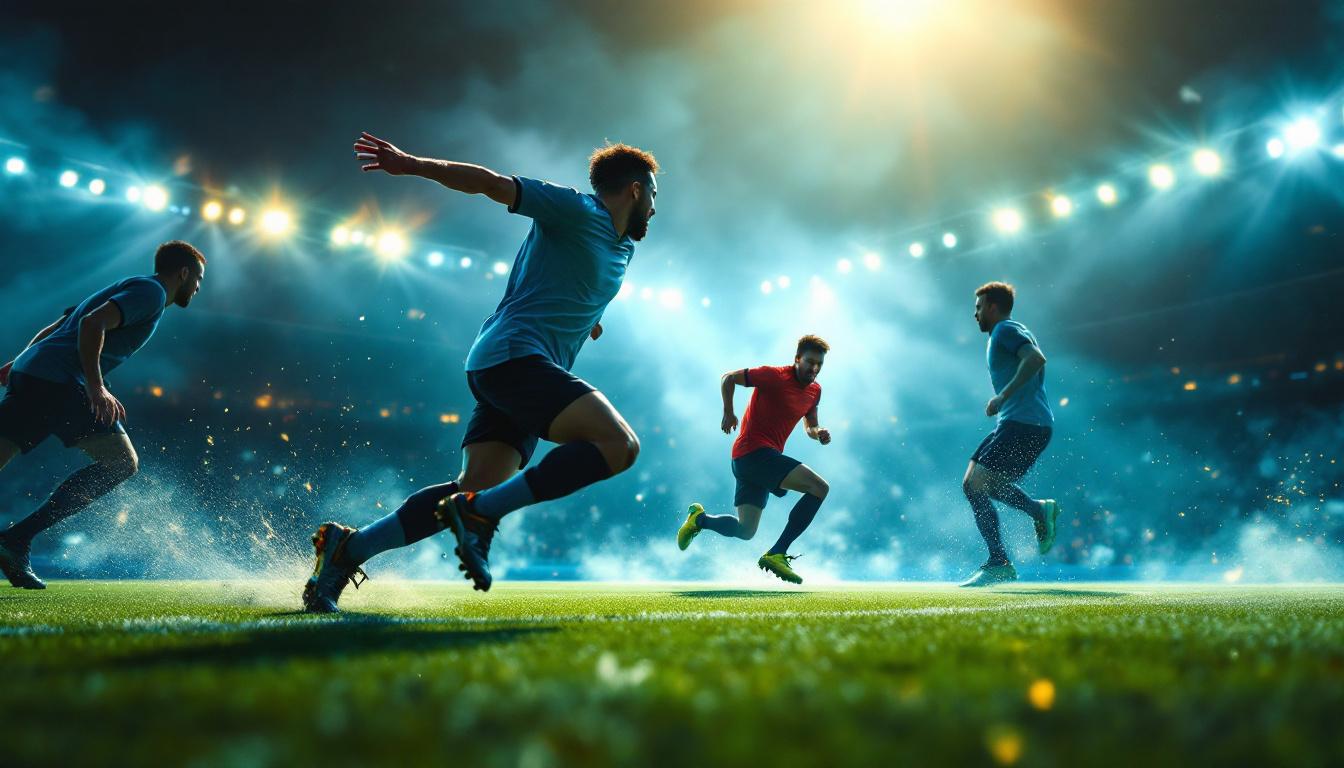 A photograph of a vibrant sports scene under optimal lighting conditions