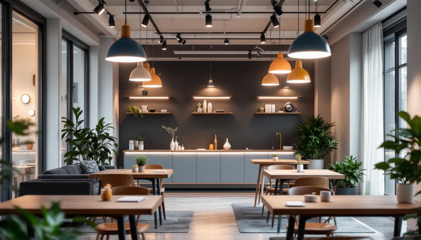 A photograph of a modern commercial space featuring energy-efficient lighting solutions