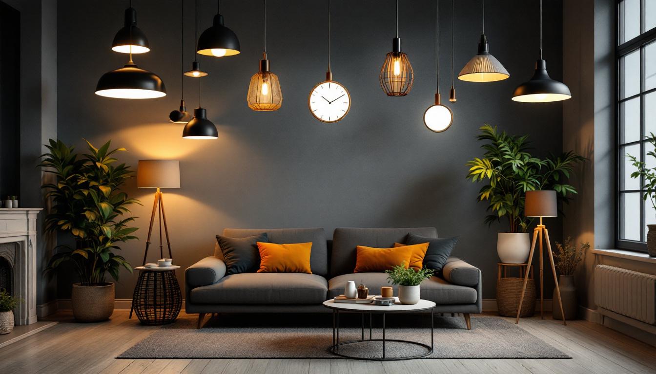 A photograph of a well-lit interior space showcasing a variety of lighting fixtures from electrics warehouse alongside competing brands