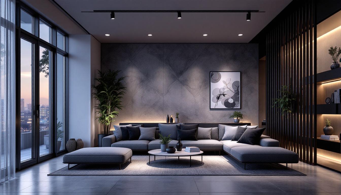 A photograph of a stylish interior space featuring 4-inch led recessed downlights