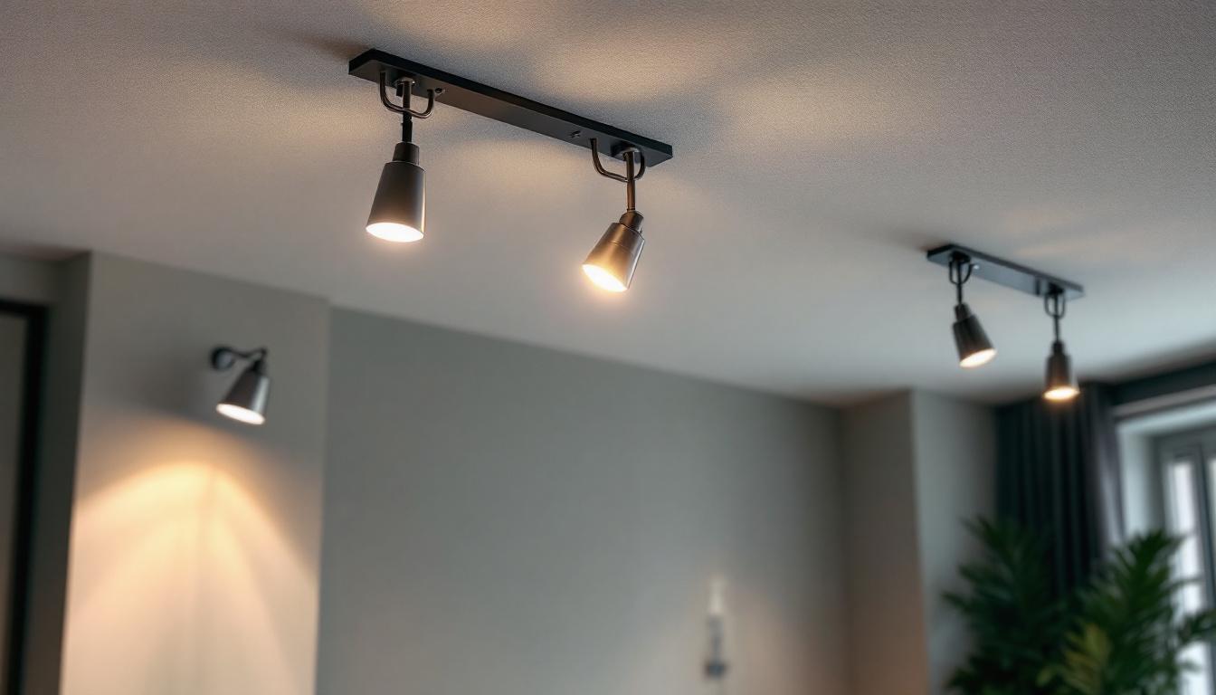 A photograph of a well-designed ceiling light fixture installed with stylish brackets