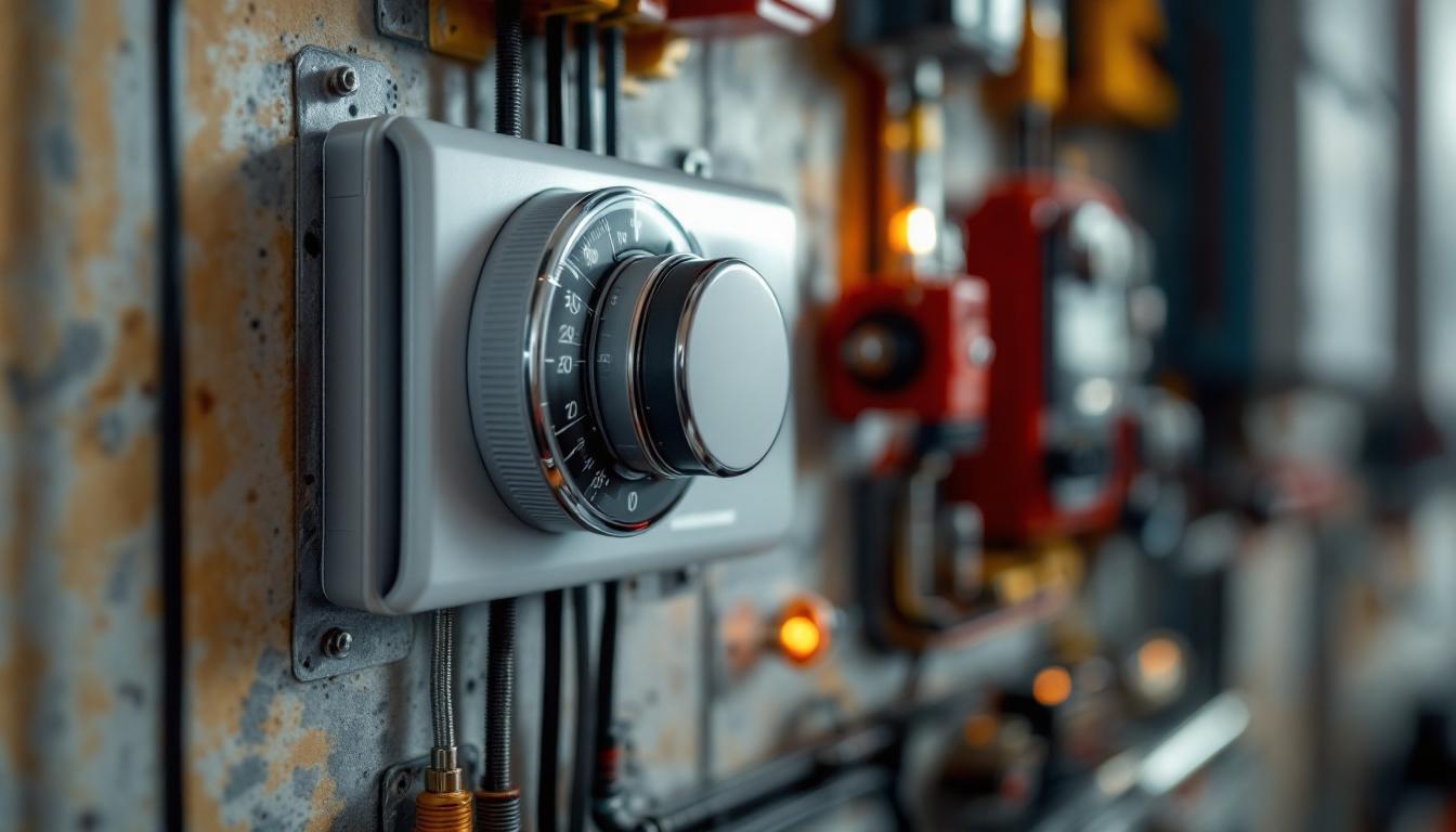 A photograph of a close-up of a modern timer switch installed on a wall