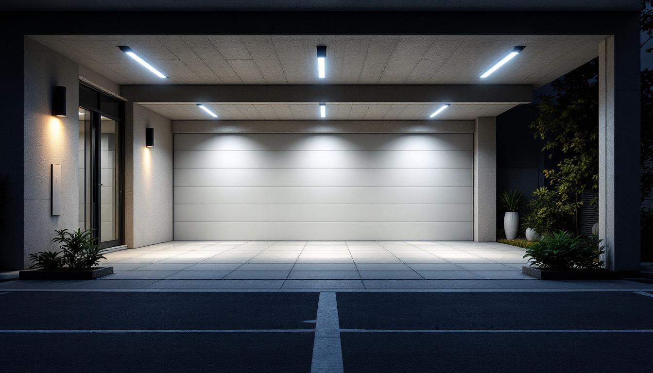 A photograph of a well-lit carport featuring modern led lighting fixtures