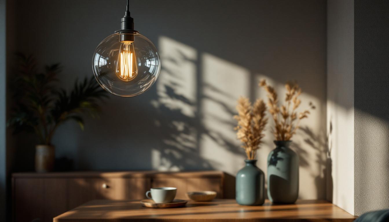 A photograph of a beautifully designed hanging lamp in a modern interior setting
