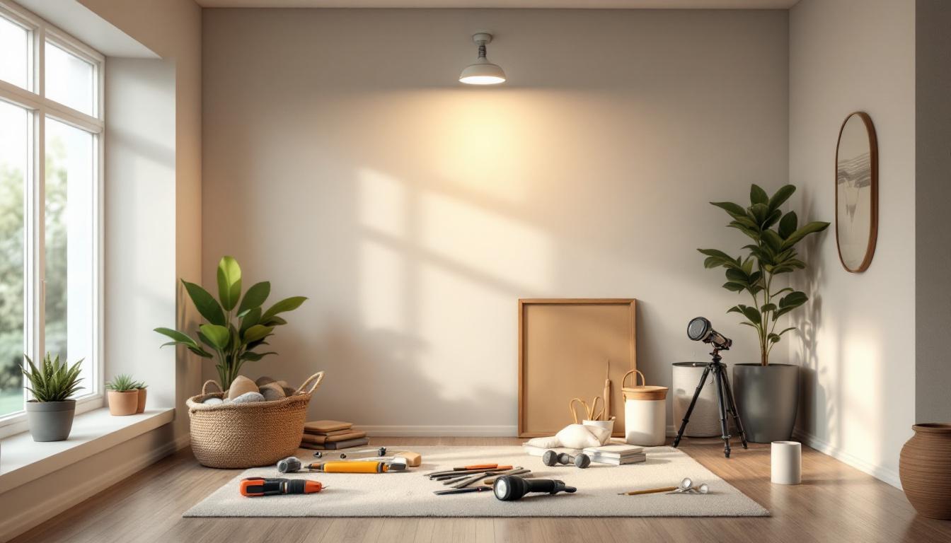 A photograph of a well-lit interior space featuring a stylish screw-in ceiling light fixture