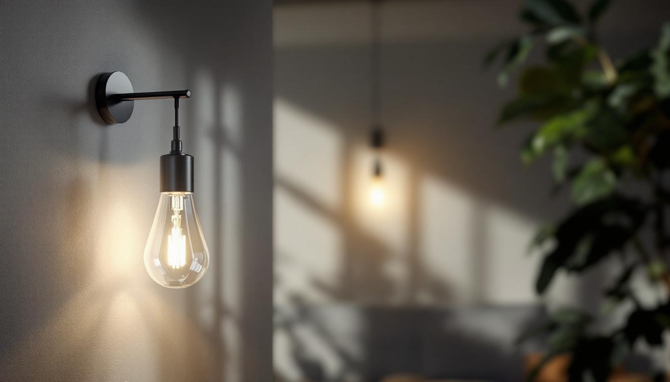 A photograph of a well-designed wall bracket securely holding a stylish hanging light fixture in a modern interior setting