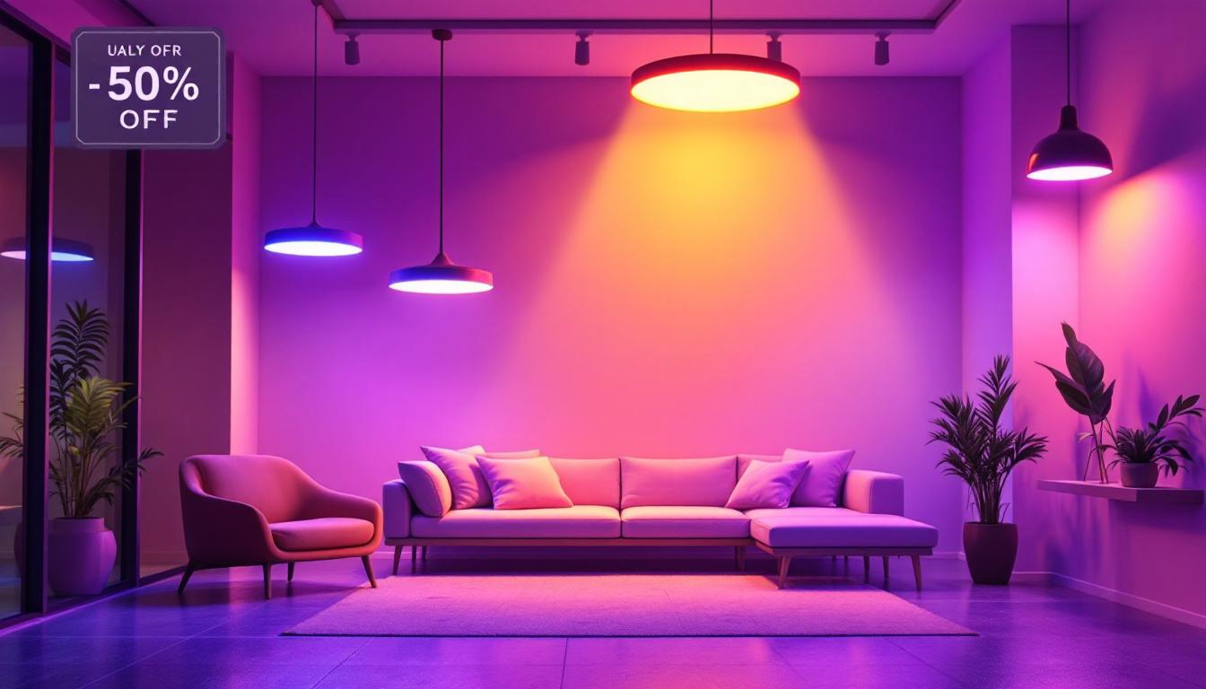 A photograph of a well-lit modern interior space showcasing various super bright led lighting fixtures in use