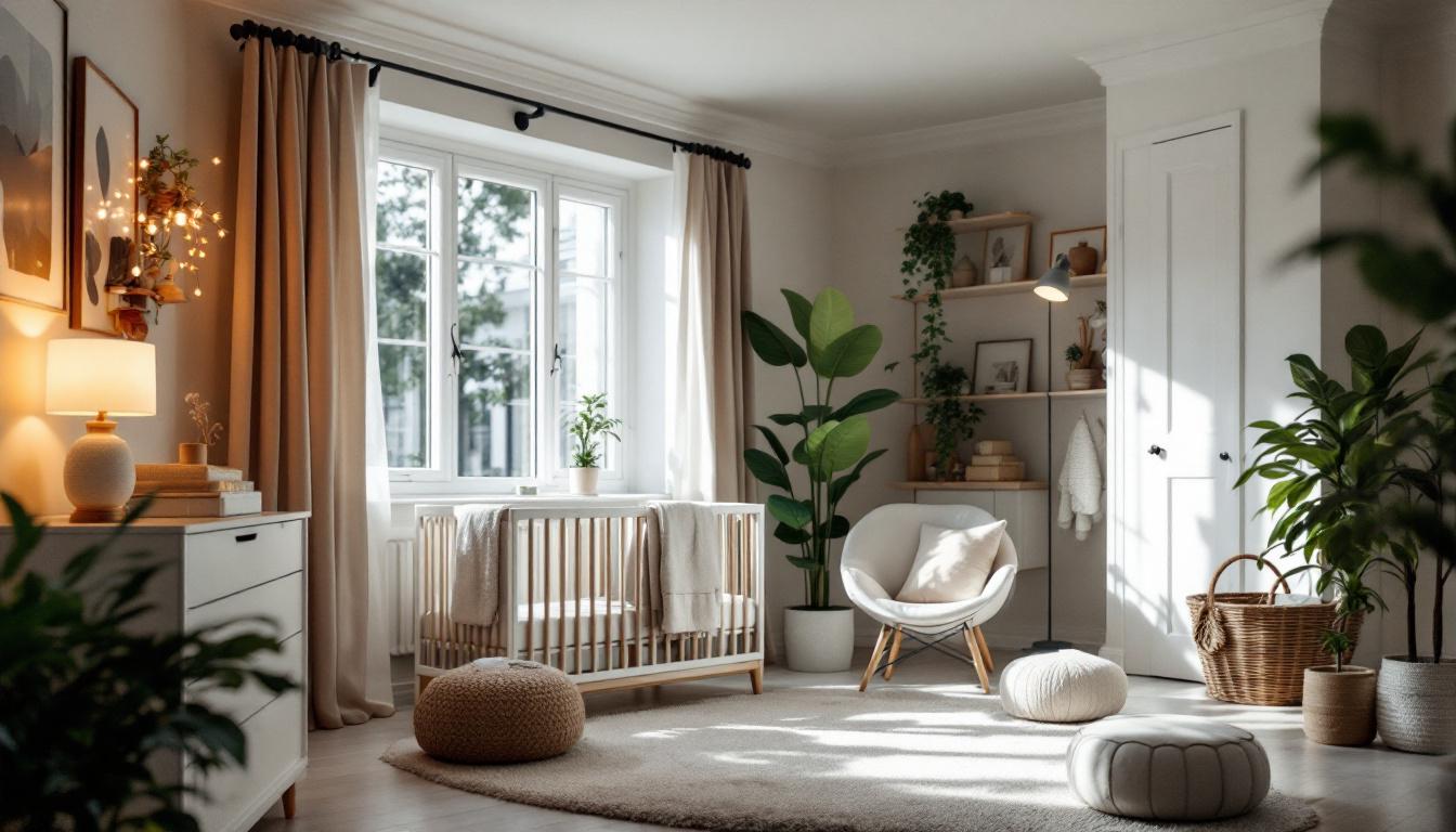 A photograph of a beautifully designed nursery that showcases soft