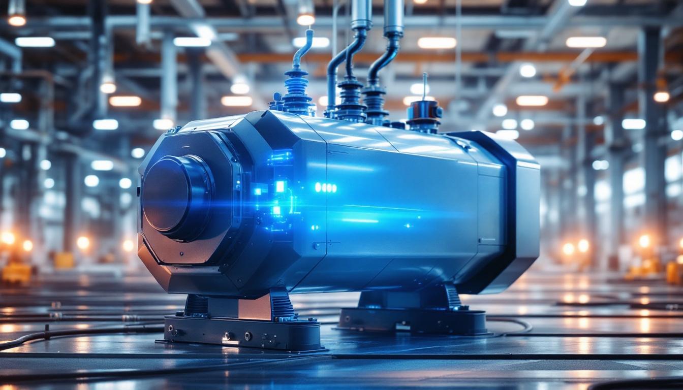 A photograph of a high-tech transformer in an industrial setting