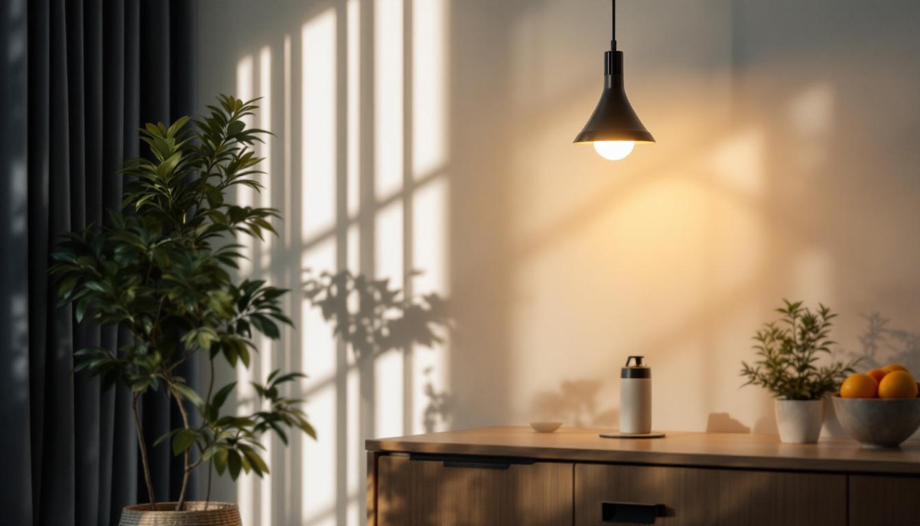 A photograph of a modern and stylish lighting fixture in a well-designed interior space