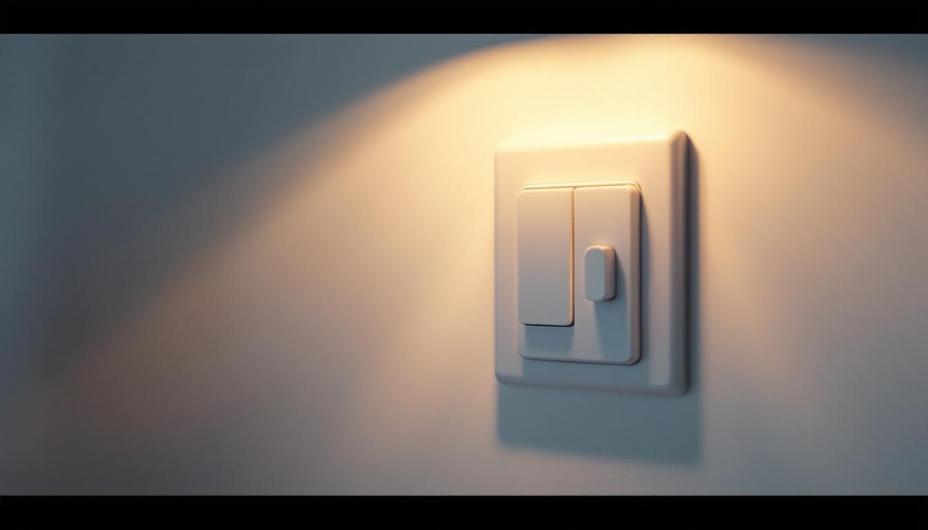 A photograph of a modern electric switch installed in a stylish lighting setup