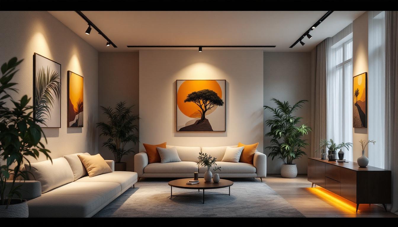 A photograph of a beautifully designed interior space featuring various led recessed spotlights in action