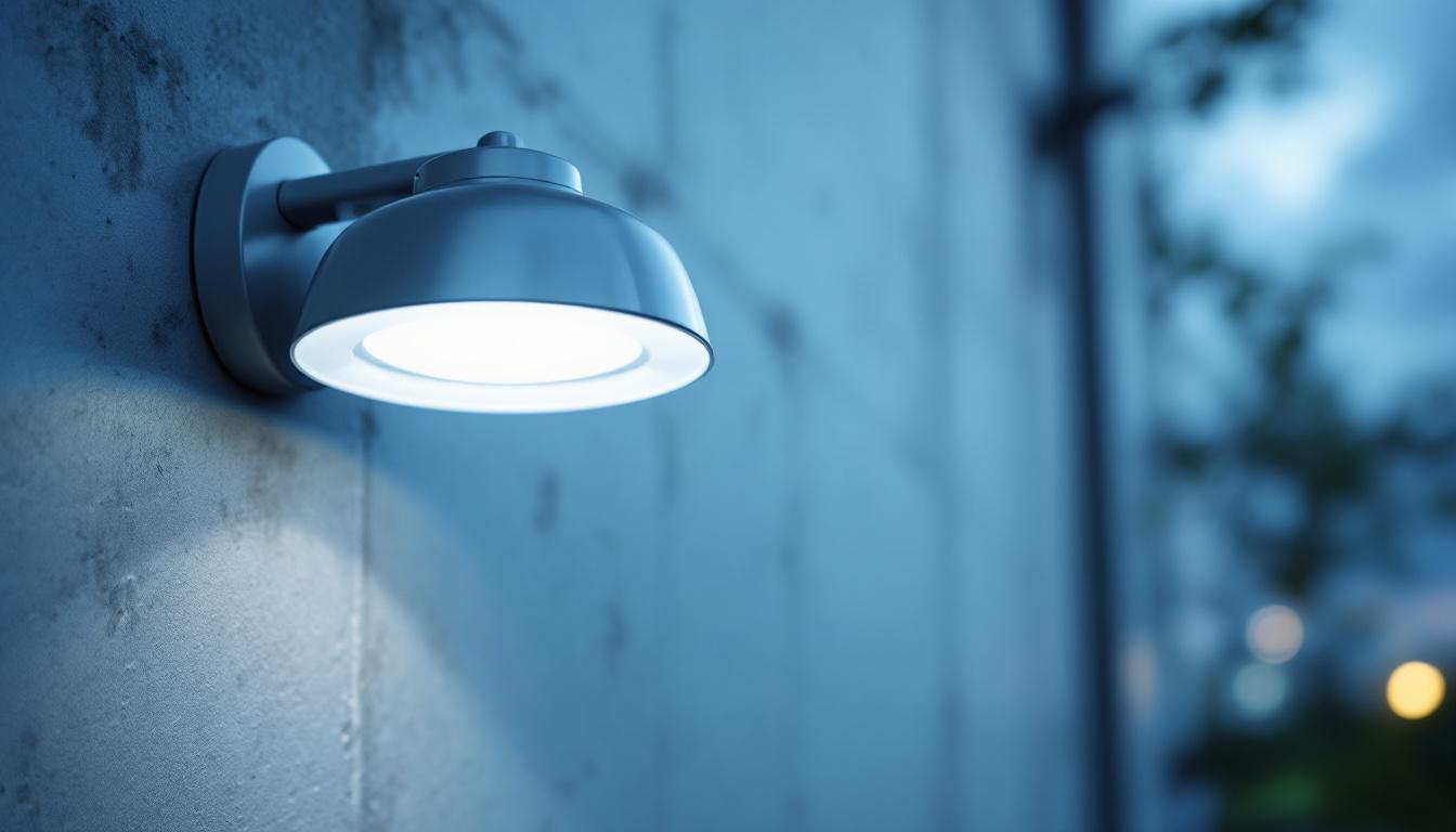 A photograph of a vapor proof light fixture installed in an industrial or outdoor setting