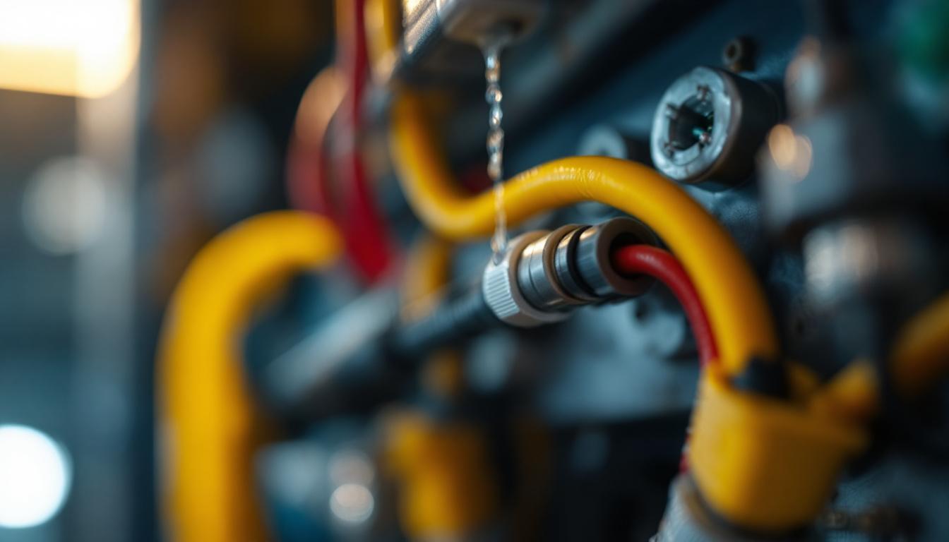 A photograph of a close-up view of a watertight wire connector being installed in an electrical lighting system