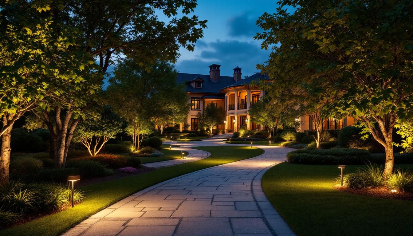 A photograph of a beautifully illuminated landscape at dusk
