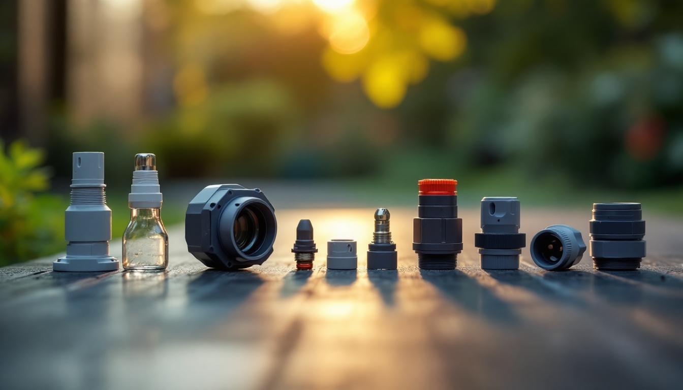 A photograph of capture a photograph of various electrical waterproof connectors arranged alongside traditional connectors
