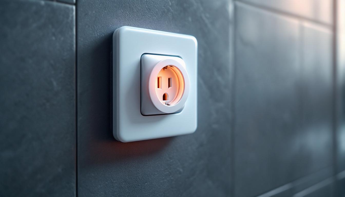 A photograph of a modern electrical outlet specifically designed for washing machines