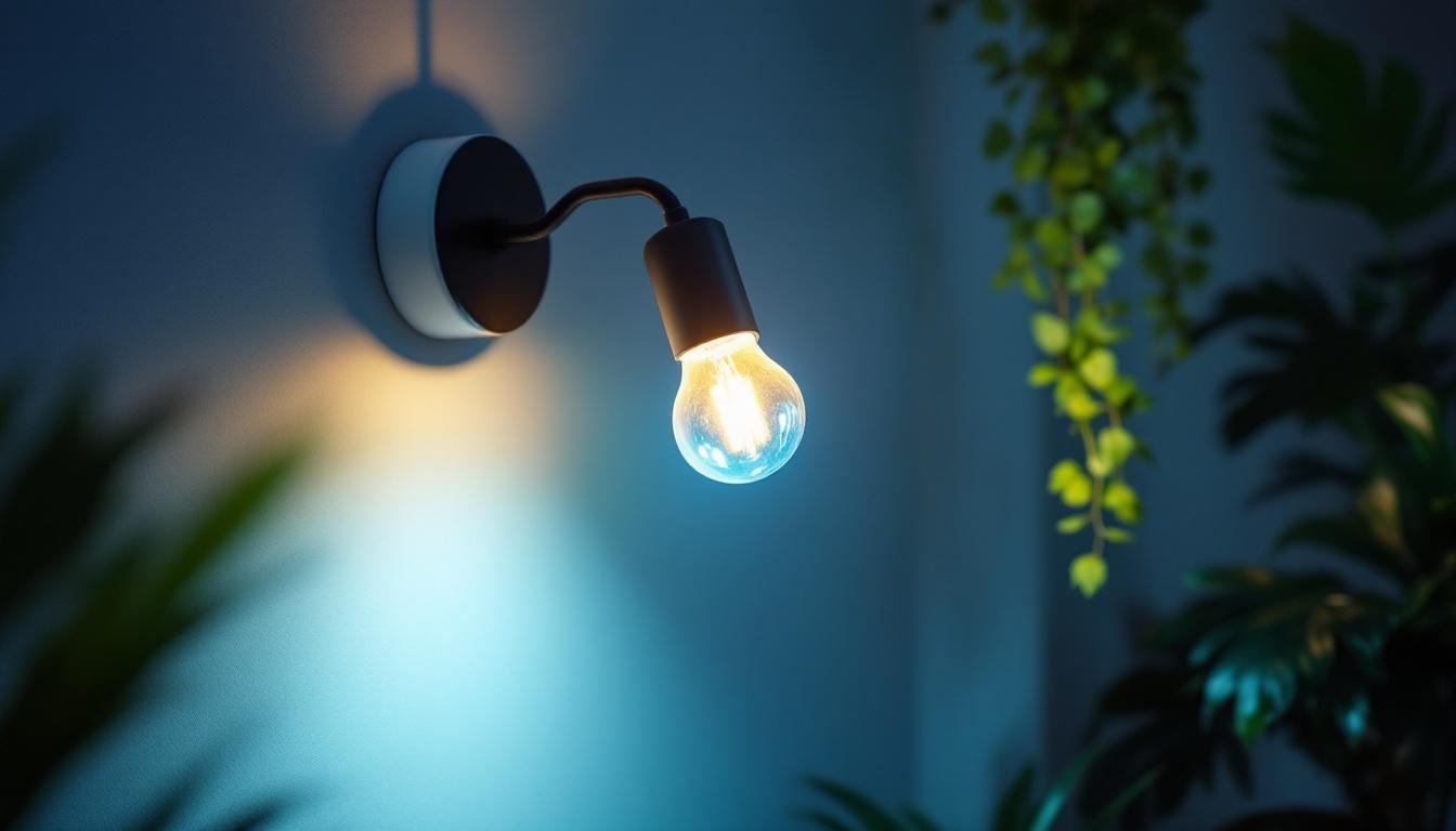 A photograph of a modern 2 led light fixture illuminating a stylish