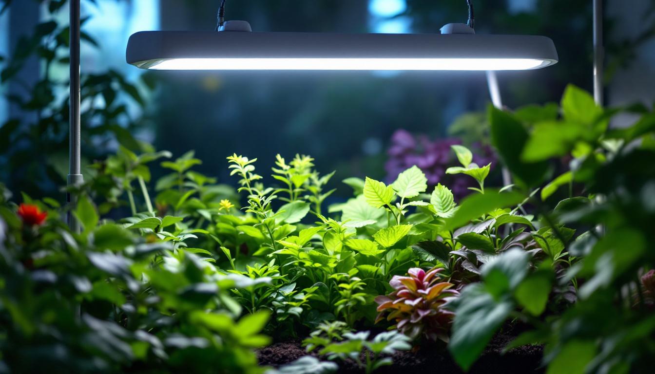 A photograph of a t5 led grow light in action