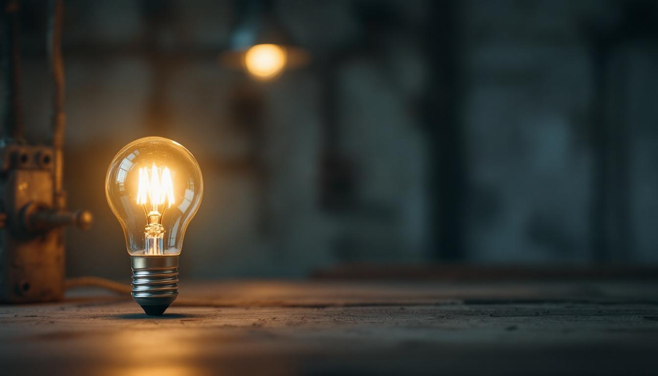 A photograph of a vintage fluorescent light bulb alongside a modern led bulb