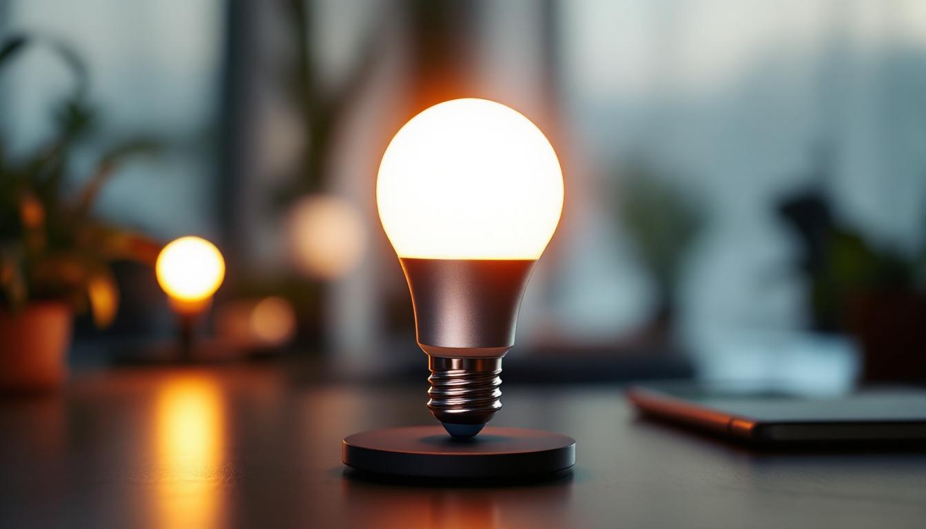 A photograph of a t type light bulb in a well-lit setting