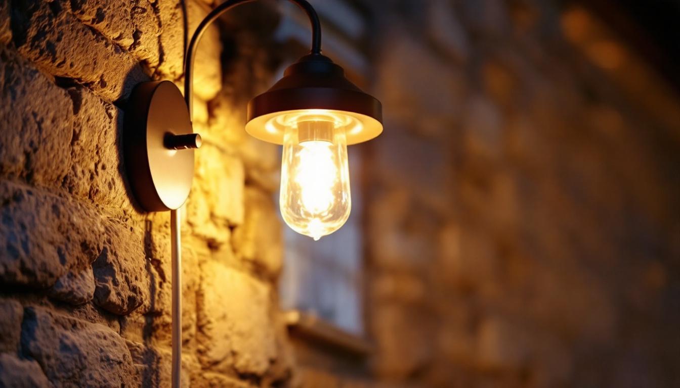 A photograph of a well-designed external light fixture installed in a residential or commercial setting