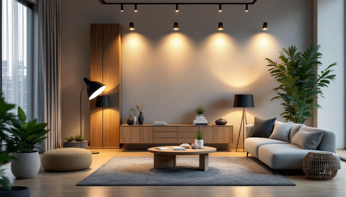 A photograph of a modern led lighting setup in a stylish interior space
