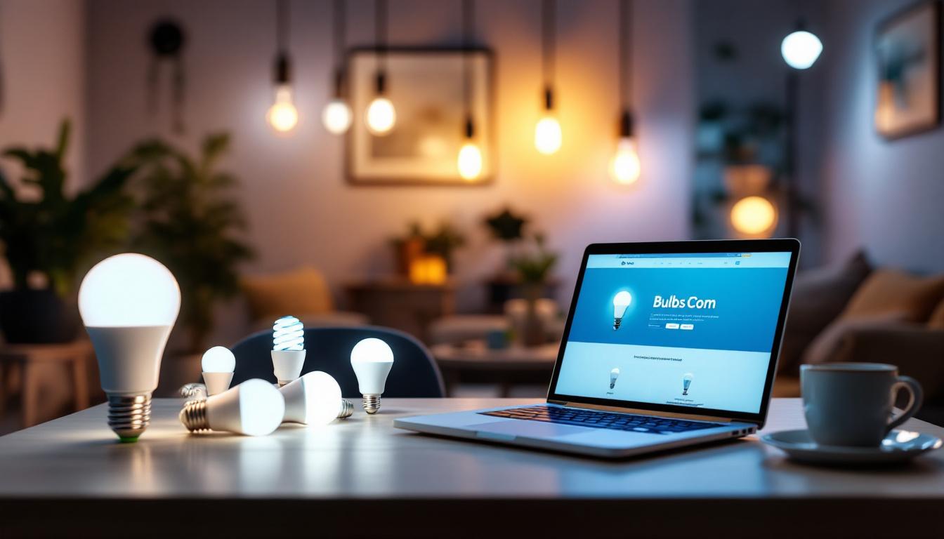 A photograph of a well-lit interior space showcasing various energy-efficient light bulbs in use