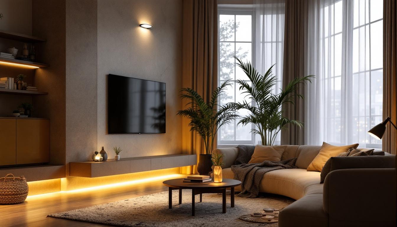A photograph of a beautifully designed interior space featuring a 6-inch recessed can light in action