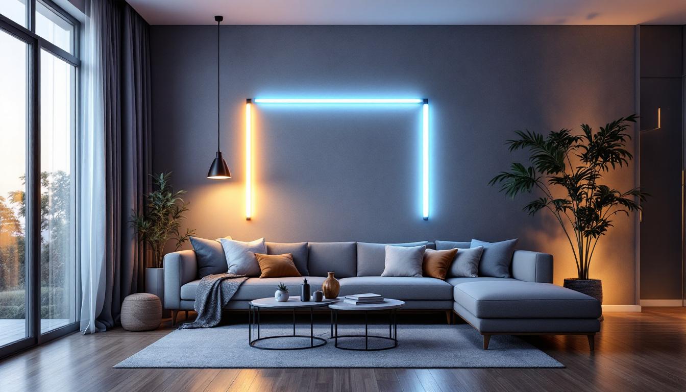 A photograph of a beautifully arranged living space featuring led wall light strips