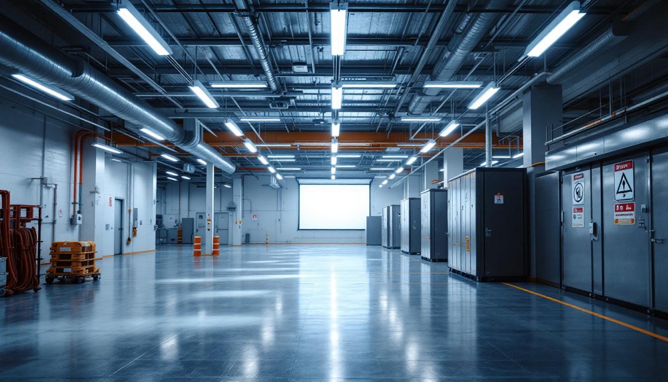 A photograph of a well-lit commercial or industrial space showcasing t8 led retrofit lighting in action