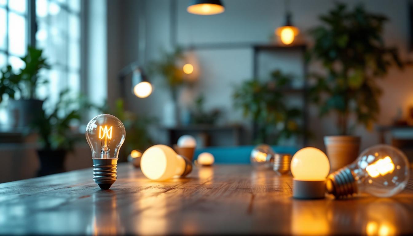 A photograph of a well-lit indoor space showcasing various lighting sources