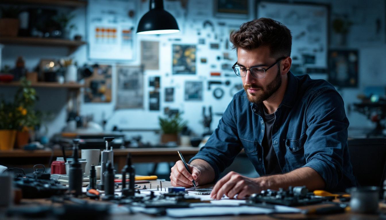 A photograph of an electrical engineer engaged in a hands-on project
