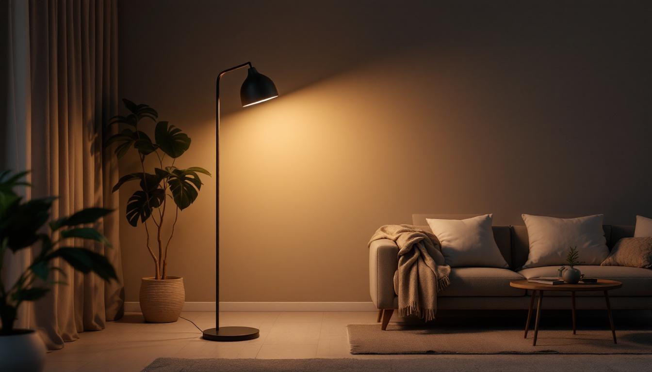 A photograph of a stylish floor lamp made in america